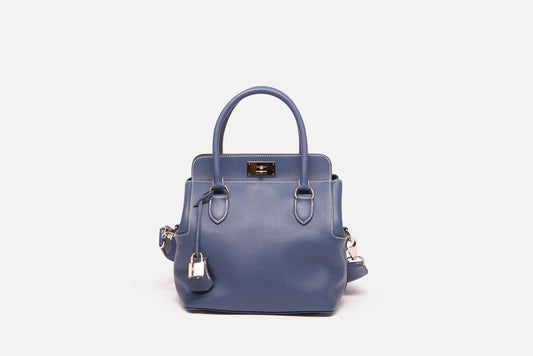 Hermes Blue Leather Palladium Hardware Toolbox 20
