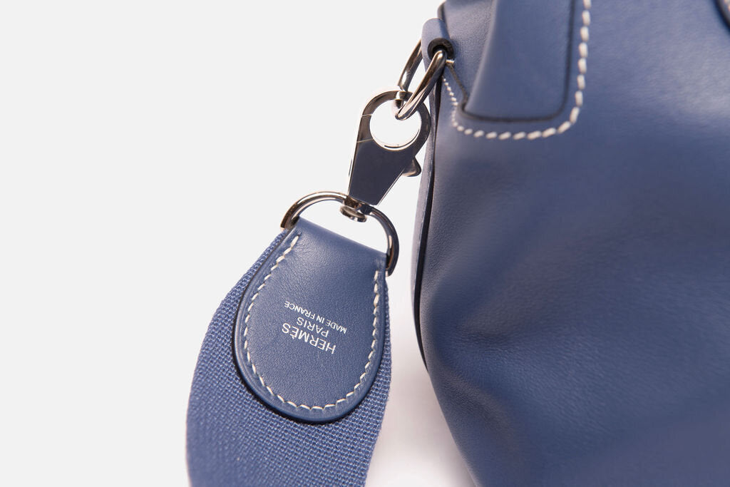 Hermes Blue Leather Palladium Hardware Toolbox 20