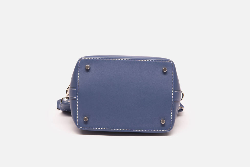 Hermes Blue Leather Palladium Hardware Toolbox 20