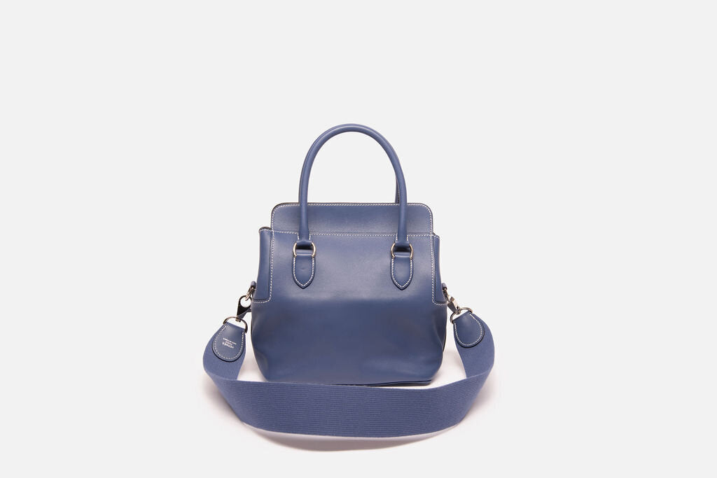 Hermes Blue Leather Palladium Hardware Toolbox 20