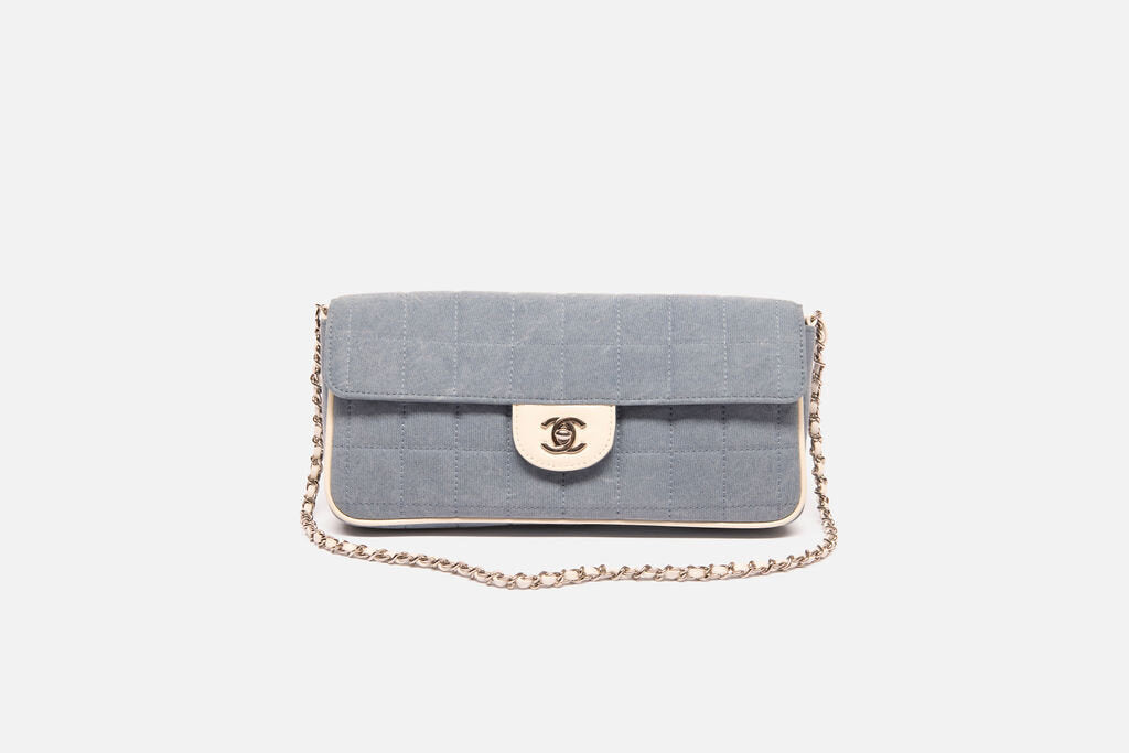 Chanel Blue Denim Chocolate Bar Flap