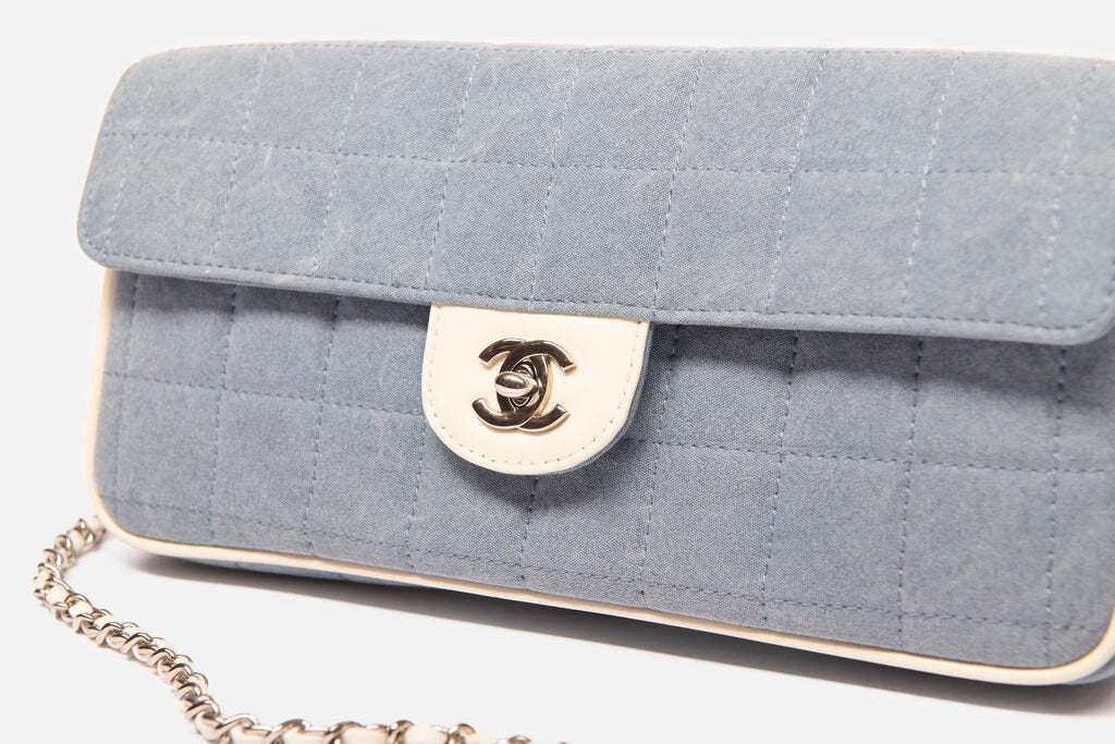 Chanel Blue Denim Chocolate Bar Flap