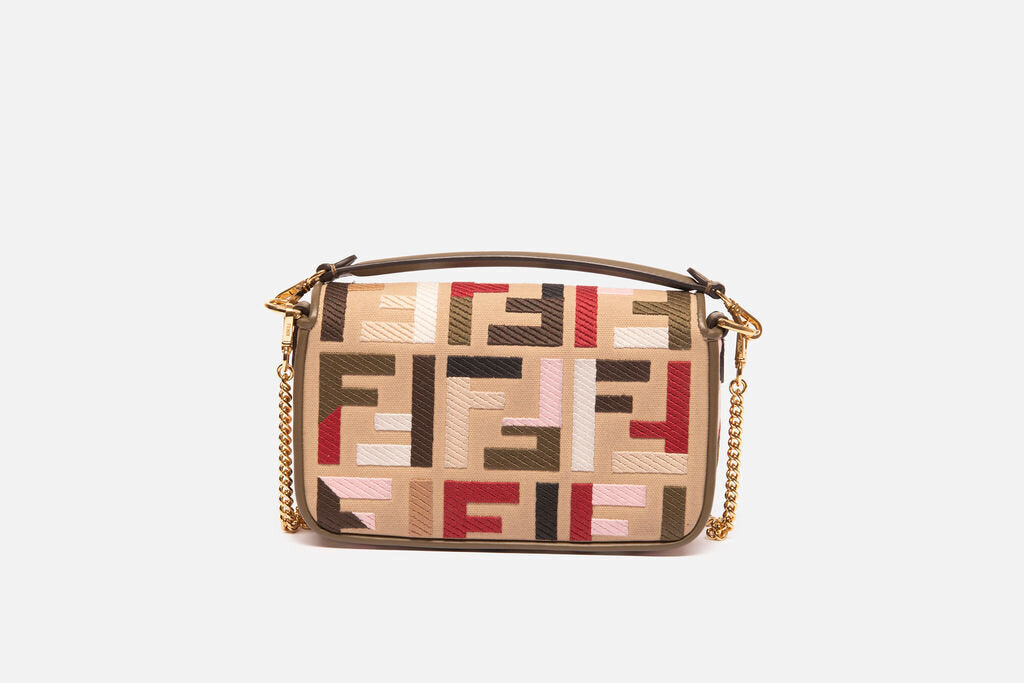 Fendi Multicolor Embroidered Canvas Baguette Bag