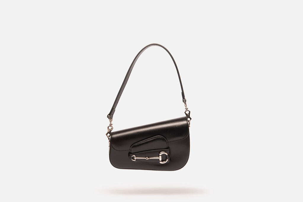 Gucci Black Leather 1955 Asymmetrical Shoulder Bag
