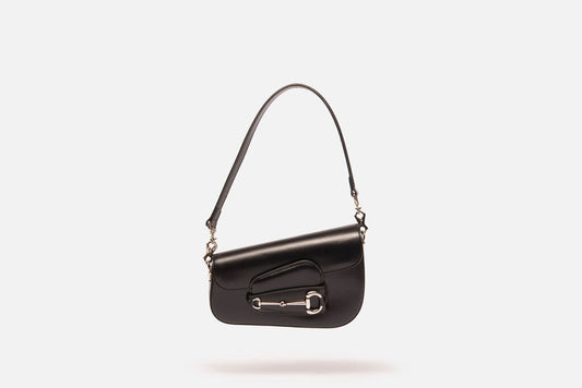 Gucci Black Leather 1955 Asymmetrical Shoulder Bag