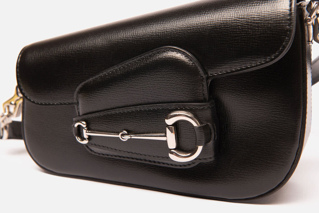 Gucci Black Leather 1955 Asymmetrical Shoulder Bag
