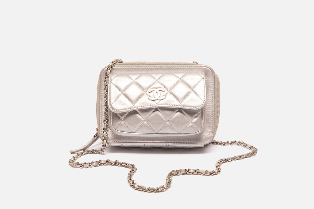 Chanel Metallic Vanity Silver Camera