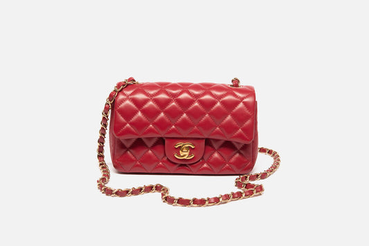Chanel Dark Red Lambskin Gold Hardware Mini
