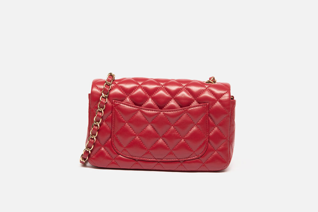 Chanel Dark Red Lambskin Gold Hardware Mini