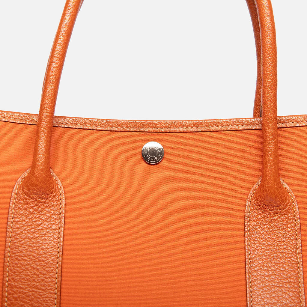 Hermes Orange Canvas Garden Party Tote