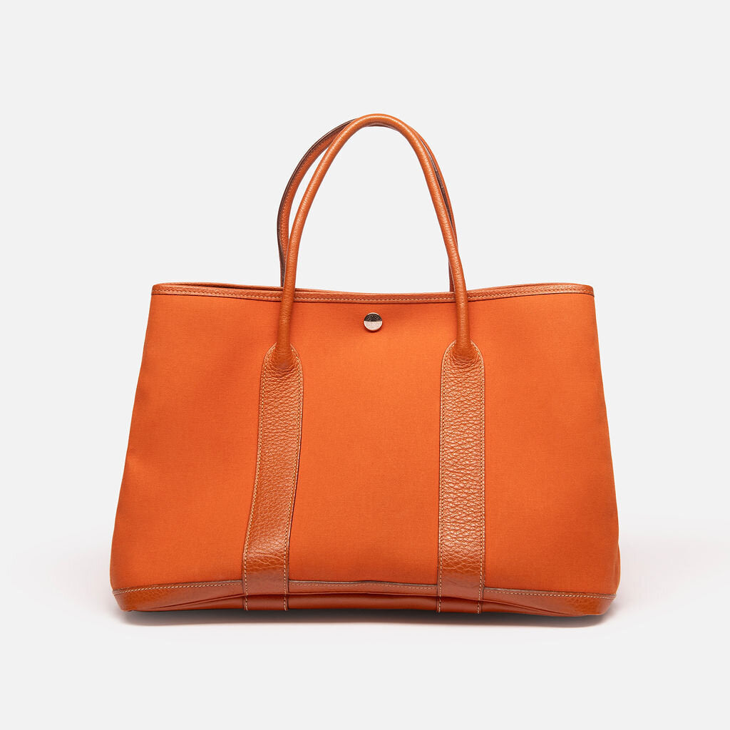 Hermes Orange Canvas Garden Party Tote