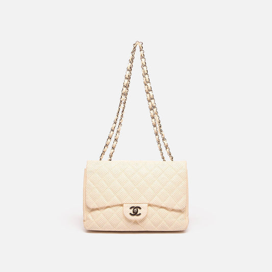 Chanel Cream Perforated Single Flap