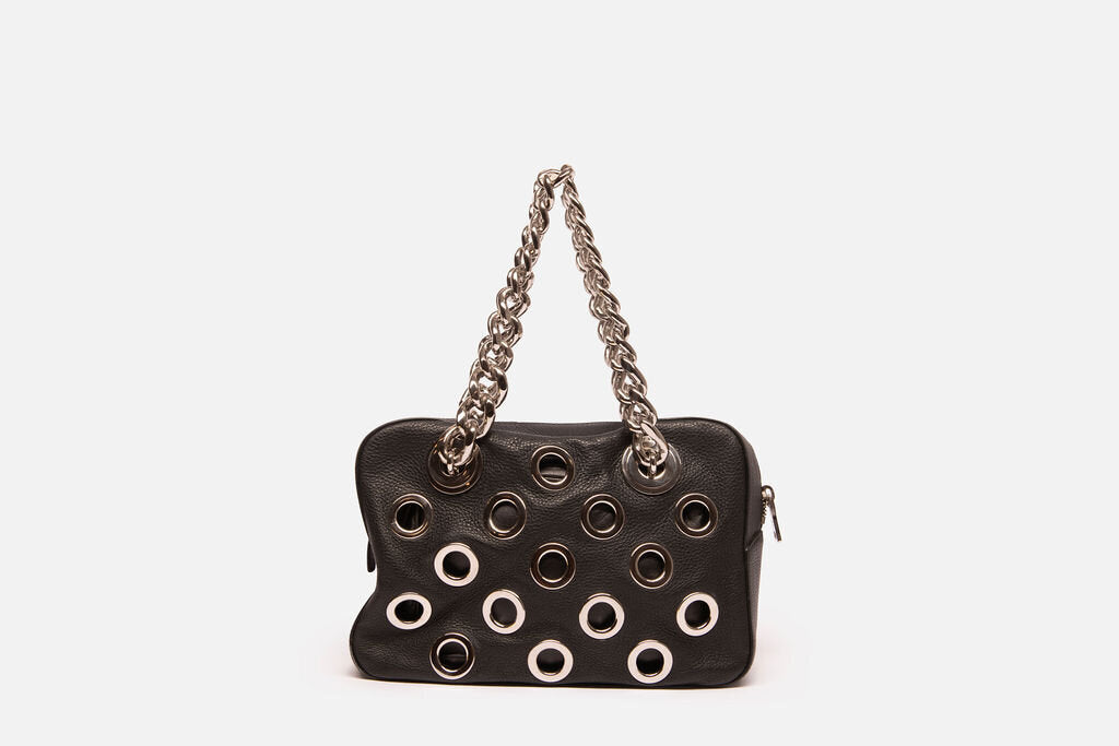 Prada Black & Silver Gromit Shoulder Bag