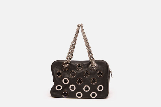 Prada Black & Silver Gromit Shoulder Bag