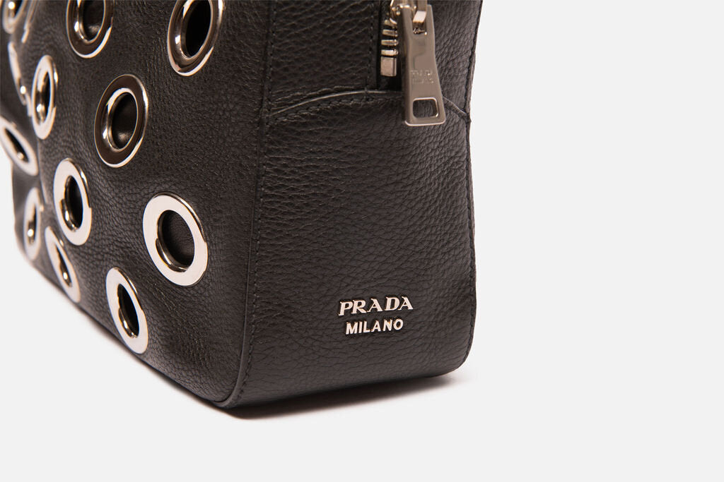 Prada Black & Silver Gromit Shoulder Bag