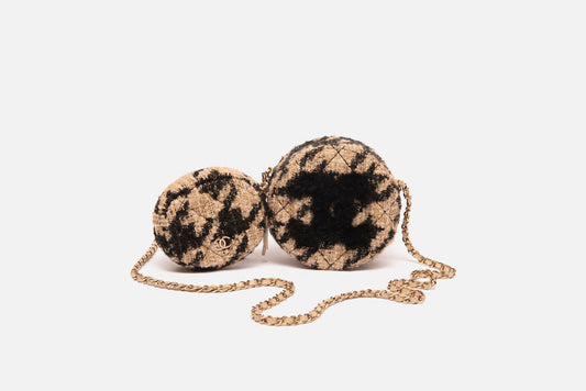 Chanel Black & Beige Houndstooth Mini Crossbody
