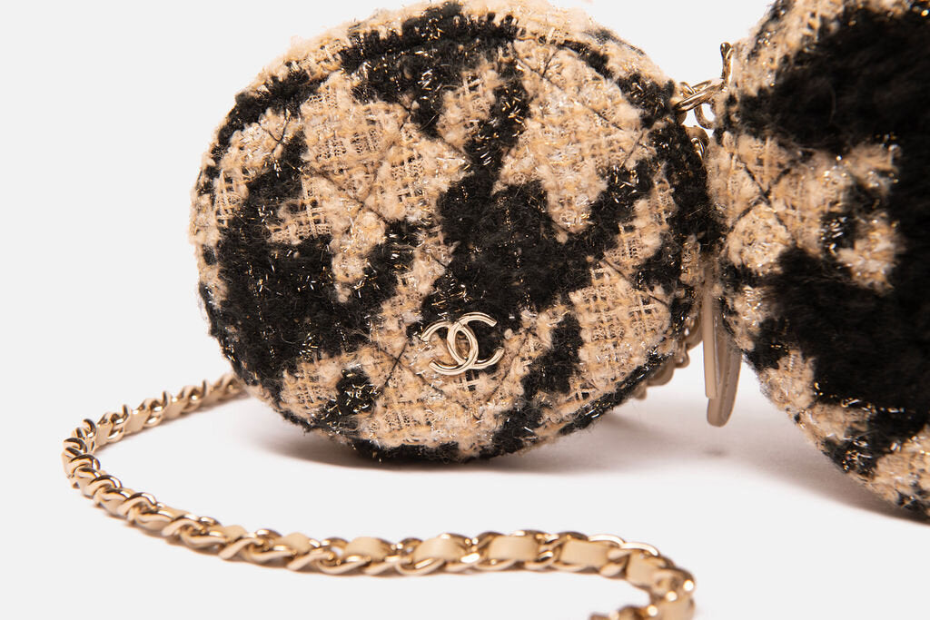 Chanel Black & Beige Houndstooth Mini Crossbody