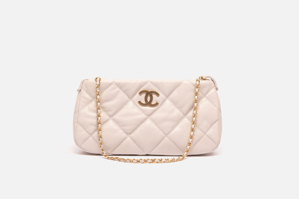Chanel Grey Quilted Shoulder Bag