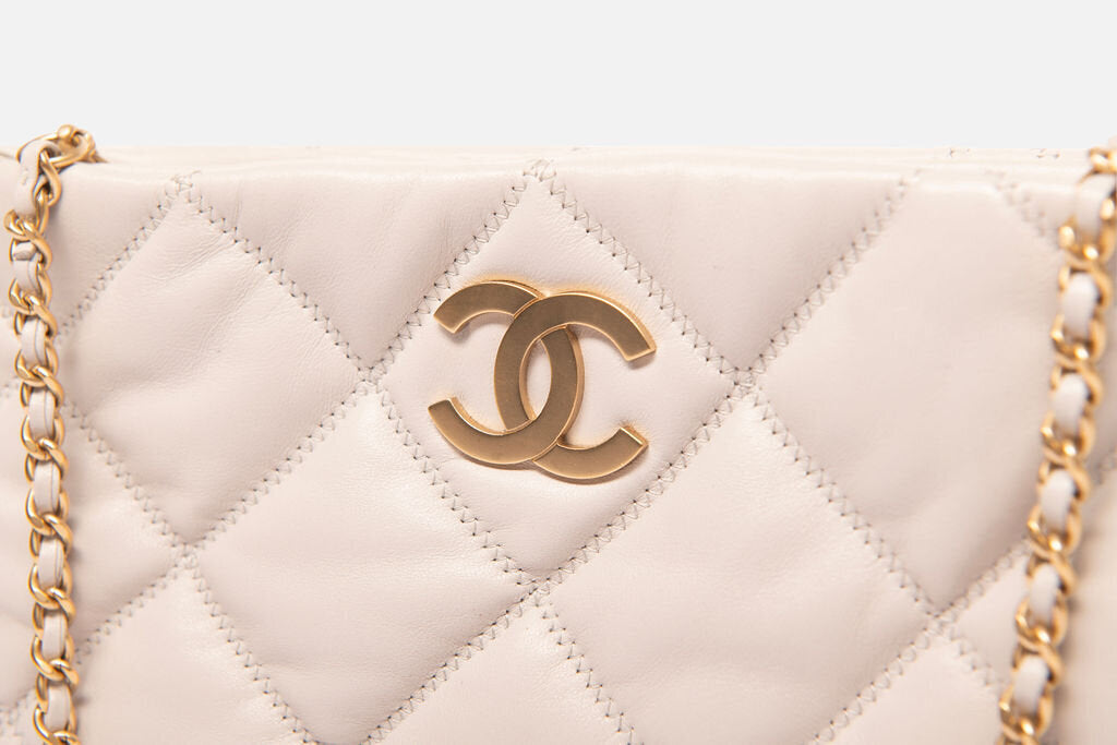 Chanel Grey Quilted Shoulder Bag
