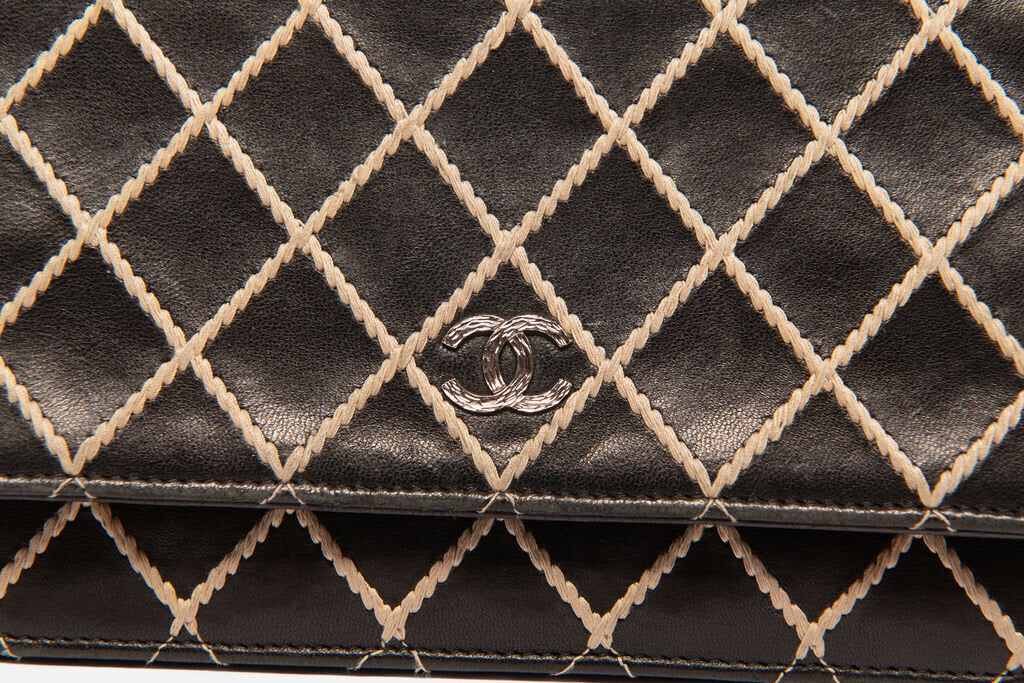 Chanel Black & White Whip Stitch WOC