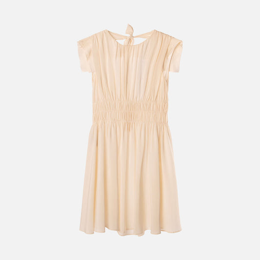 Miu Miu Ivory Silk Ruched Mini Dress (2012)