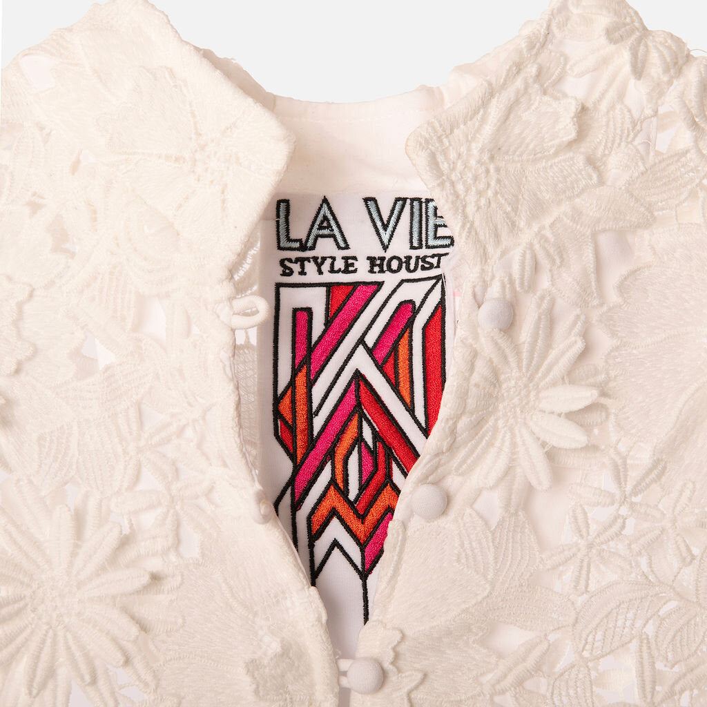 La Vie White Lace Caftan