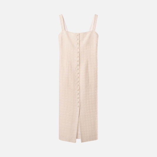 Liberowe White Cotton Tweed Dress