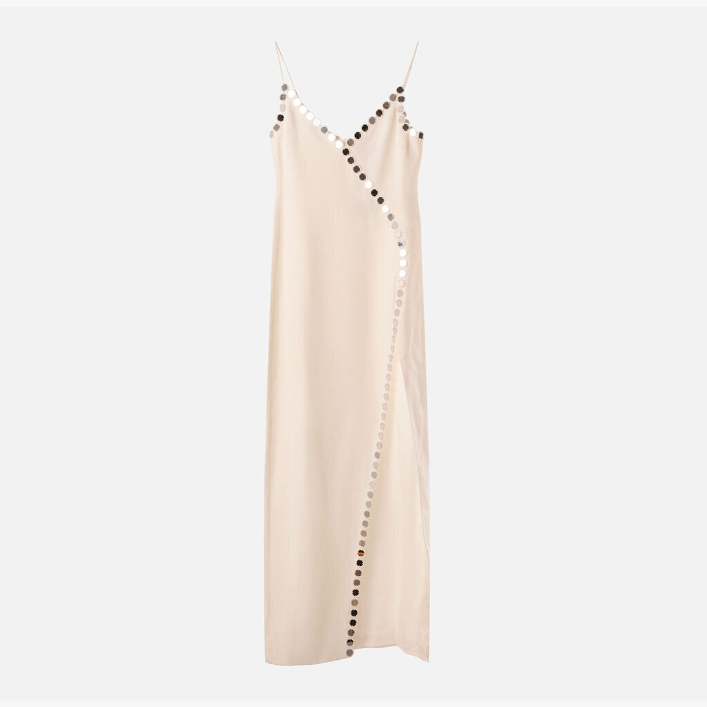 David Koma White Long Dress with Mirrored Circles