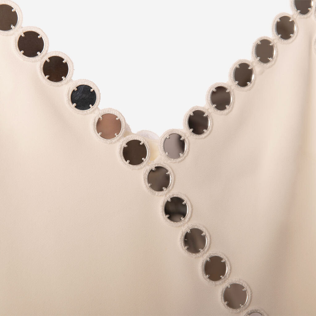 David Koma White Long Dress with Mirrored Circles