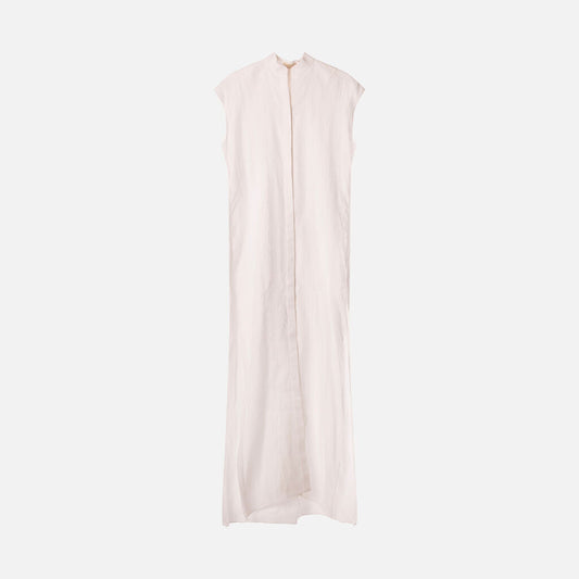 100% Capri Linen White Maxi Button Down Dress