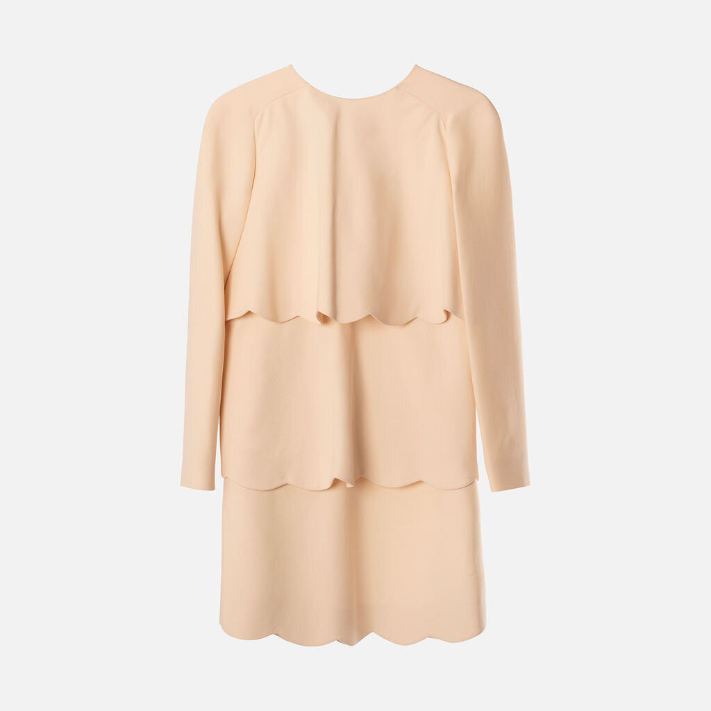 Valentino Pale Pink Wool & Silk Tiered Dress