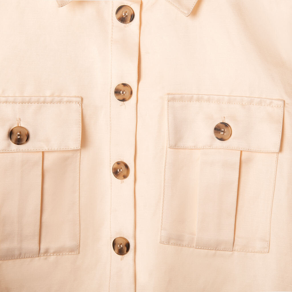 Self-Portrait Cream Satin Utility Shirt & Pant Set