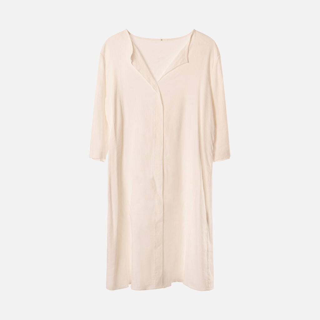 Peter Cohen White Linen Blend Midi Dress
