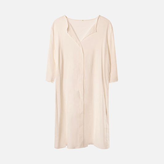 Peter Cohen White Linen Blend Midi Dress