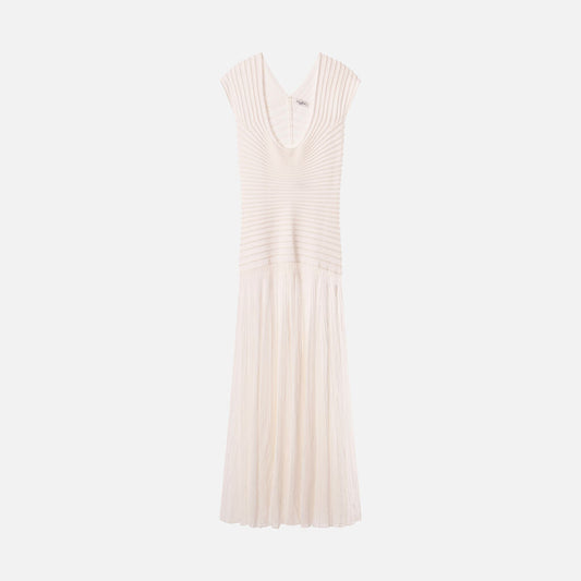 Alaia White Textured Semi-Sheer Maxi Dress