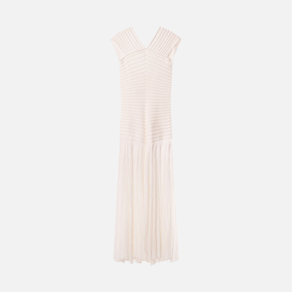 Alaia White Textured Semi-Sheer Maxi Dress