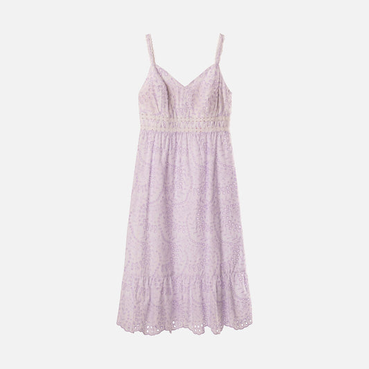 Lilly Pulitzer Purple & White Cotton Eyelet Midi Dress