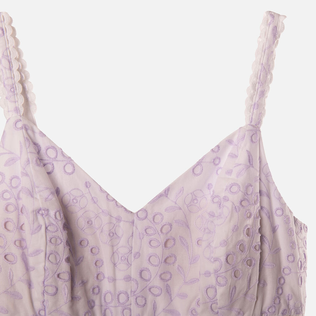 Lilly Pulitzer Purple & White Cotton Eyelet Midi Dress