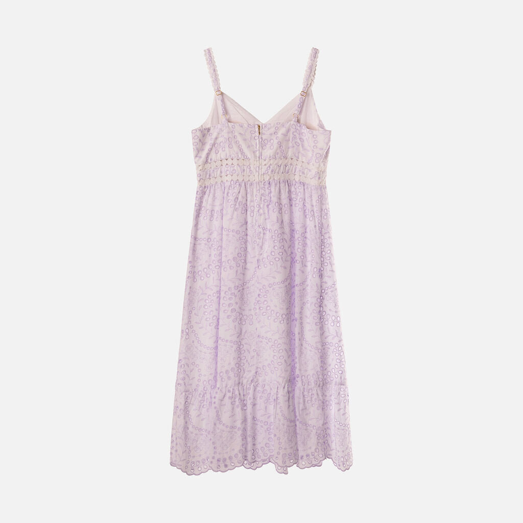 Lilly Pulitzer Purple & White Cotton Eyelet Midi Dress