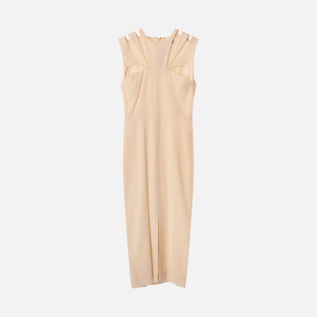 Partow Ivory Cut Out Sleeveless Dress