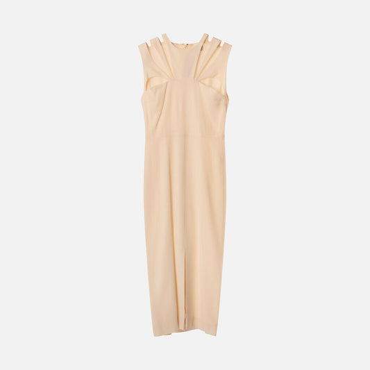 Partow Ivory Cut Out Sleeveless Dress