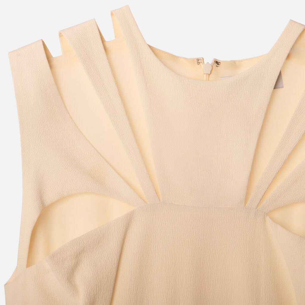 Partow Ivory Cut Out Sleeveless Dress