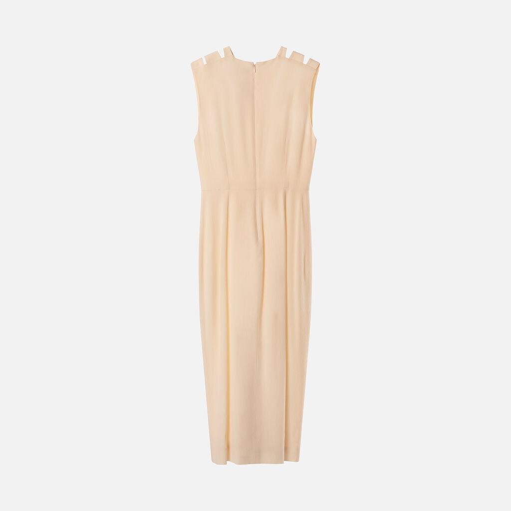 Partow Ivory Cut Out Sleeveless Dress