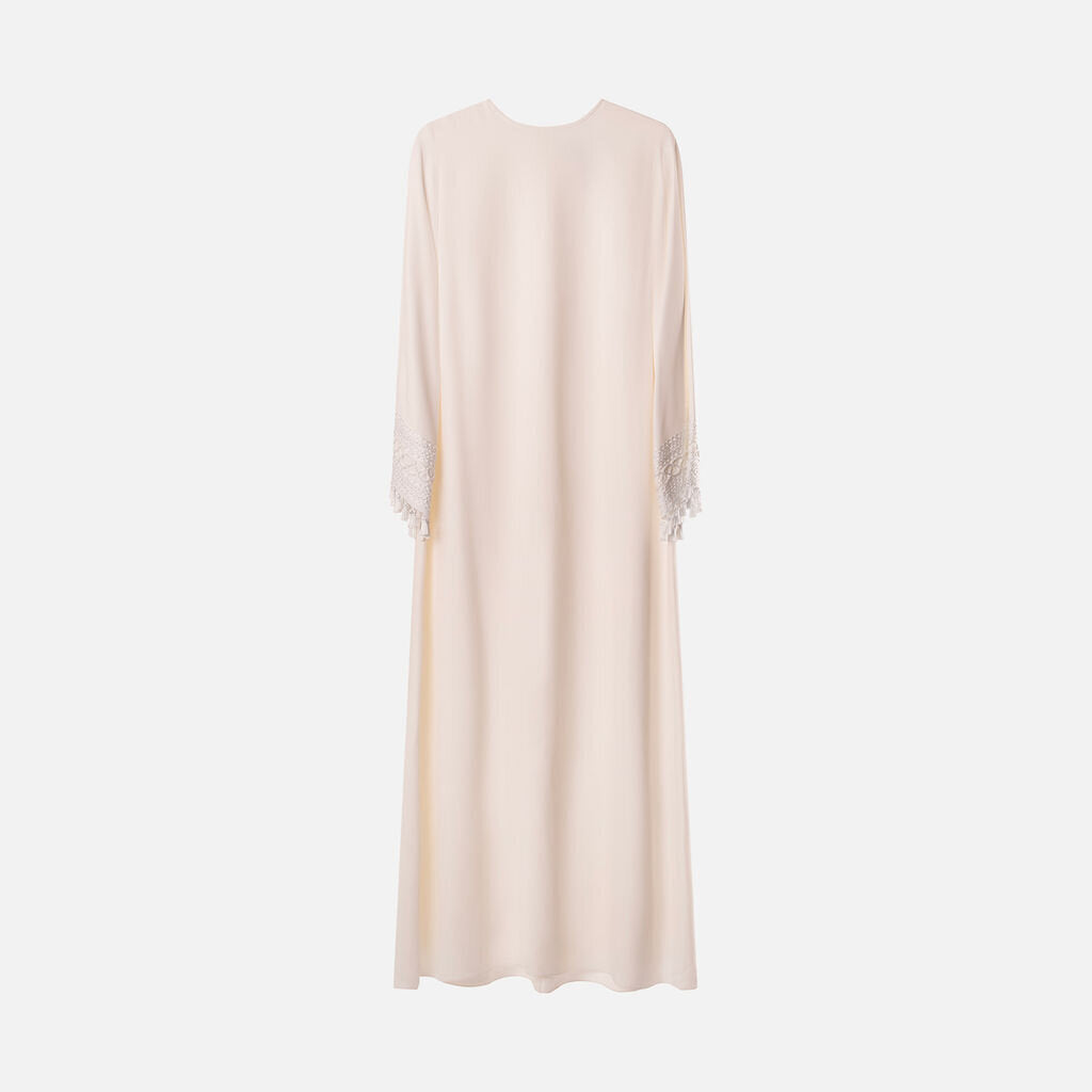 Andrew GN White Tassel Sleeve Caftan Dress