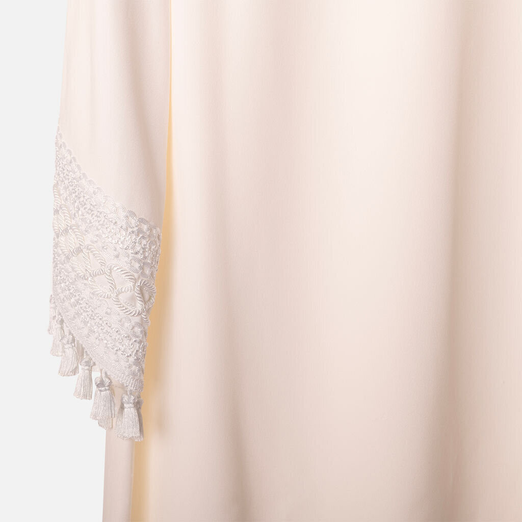 Andrew GN White Tassel Sleeve Caftan Dress