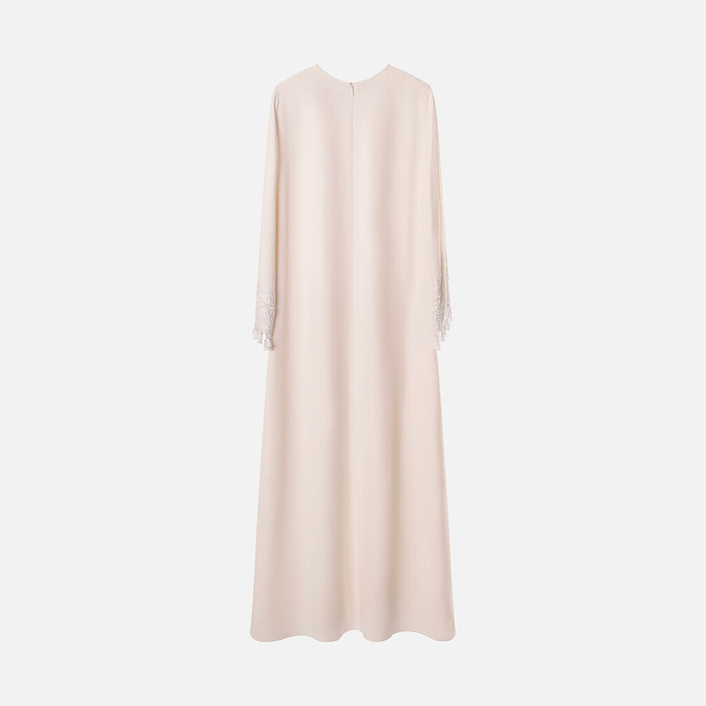 Andrew GN White Tassel Sleeve Caftan Dress