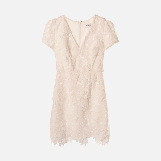 Milly White Poly Floral Lace Mini Dress