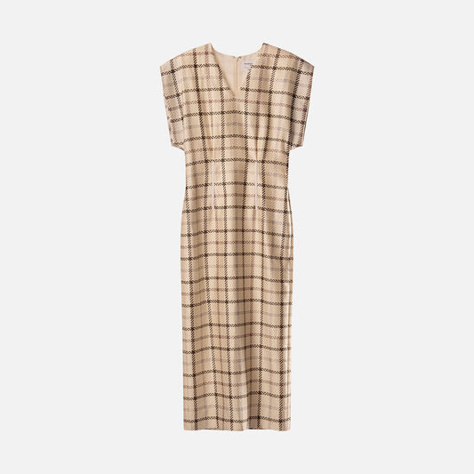 Brandon Maxwell Cream Wool Panel Sleeveless Dress
