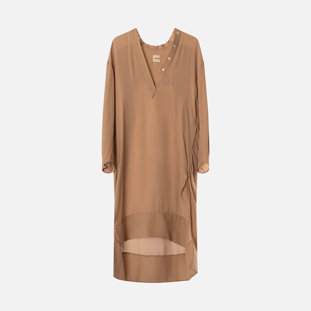Khaite Beige Silk Midi Dress