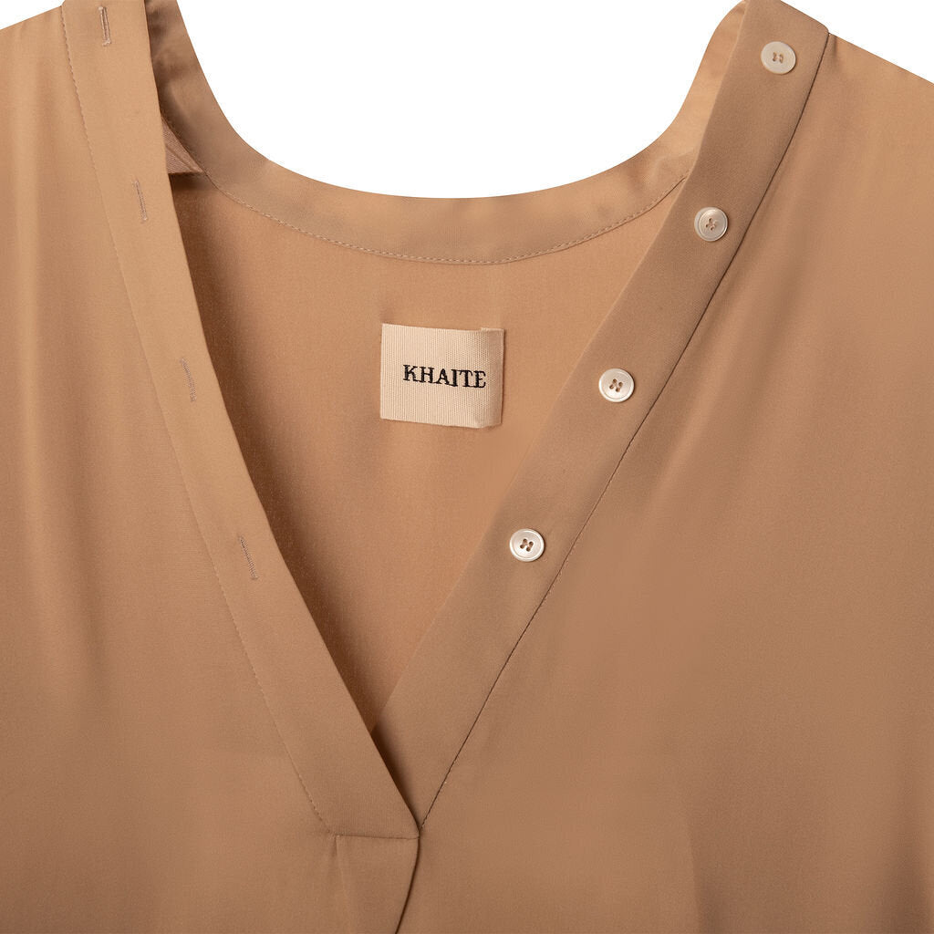 Khaite Beige Silk Midi Dress
